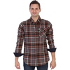 image:imageGioberti Mens Brushed Flannel 100 Cotton Plaid Checkered Shirt with Corduroy Contrast68  Orange  Black  White Highlight