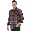image:imageGioberti Mens Brushed Flannel 100 Cotton Plaid Checkered Shirt with Corduroy Contrast68  Orange  Black  White Highlight