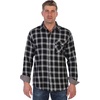 image:imageGioberti Mens Brushed Flannel 100 Cotton Plaid Checkered Shirt with Corduroy Contrast72  Black  Charcoal  White Highlight