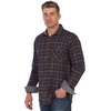 image:imageGioberti Mens Brushed Flannel 100 Cotton Plaid Checkered Shirt with Corduroy Contrast73  Brown  Navy  Black Line