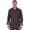image:imageGioberti Mens Brushed Flannel 100 Cotton Plaid Checkered Shirt with Corduroy Contrast73  Brown  Navy  Black Line
