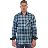 image:imageGioberti Mens Brushed Flannel 100 Cotton Plaid Checkered Shirt with Corduroy Contrast75  Turquoise  Black  White Highlight