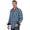 image:imageGioberti Mens Brushed Flannel 100 Cotton Plaid Checkered Shirt with Corduroy Contrast75  Turquoise  Black  White Highlight