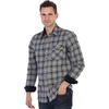 image:imageGioberti Mens Brushed Flannel 100 Cotton Plaid Checkered Shirt with Corduroy Contrast79  Gray  Navy  White Highlight