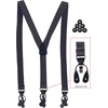 image:imageGioberti Mens Convertible Suspenders Bow Tie and Hanky SetDark Gray Set  Style 3
