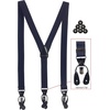 image:imageGioberti Mens Convertible Suspenders Bow Tie and Hanky SetNavy Set  Style 3