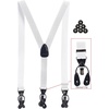 image:imageGioberti Mens Convertible Suspenders Bow Tie and Hanky SetWhite Set  Style 3