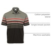 image:imageGioberti Mens Double Striped Contrast Polo Shirt with Pocket  Yarn DyeCharcoal C  Style 931