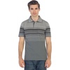 image:imageGioberti Mens Double Striped Contrast Polo Shirt with Pocket  Yarn DyeGray  Style 931