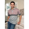 image:imageGioberti Mens Double Striped Contrast Polo Shirt with Pocket  Yarn DyeGray  Style 9327