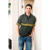 image:imageGioberti Mens Double Striped Contrast Polo Shirt with Pocket  Yarn DyeGray  Style 9327