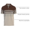 image:imageGioberti Mens Double Striped Contrast Polo Shirt with Pocket  Yarn DyeKhaki  Style 931