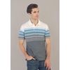image:imageGioberti Mens Double Striped Contrast Polo Shirt with Pocket  Yarn DyeWhite  Style 931