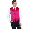 image:imageGioberti Mens Formal 4pc Satin Vest Necktie Bowtie and Pocket SquareFuchsia D