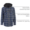 image:imageGioberti Mens Removable Hoodie 100 Cotton Plaid Checkered Flannel Button Down Shirt100  Black  Royal Blue  Gray Highlight