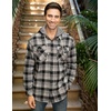 image:imageGioberti Mens Removable Hoodie 100 Cotton Plaid Checkered Flannel Button Down Shirt102  Red  Navy