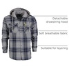 image:imageGioberti Mens Removable Hoodie 100 Cotton Plaid Checkered Flannel Button Down Shirt1135  Gray  Navy  White Highlight