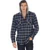 image:imageGioberti Mens Removable Hoodie 100 Cotton Plaid Checkered Flannel Button Down Shirt58  Black  Blue Highlight