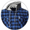 image:imageGioberti Mens Removable Hoodie 100 Cotton Plaid Checkered Flannel Button Down Shirt79  Royal  Black Checkered