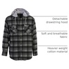image:imageGioberti Mens Removable Hoodie 100 Cotton Plaid Checkered Flannel Button Down Shirt86  Black  Charcoal  Gray