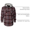 image:imageGioberti Mens Removable Hoodie 100 Cotton Plaid Checkered Flannel Button Down Shirt9  Charcoal  Red