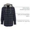 image:imageGioberti Mens Removable Hoodie 100 Cotton Plaid Checkered Flannel Button Down Shirt93  Charcoal  Navy  Royal Blue