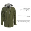 image:imageGioberti Mens Removable Hoodie 100 Cotton Plaid Checkered Flannel Button Down ShirtHeather Olive