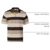 image:imageGioberti Mens Wide Striped Polo Shirt with Pocket  Contrasting Collar Short Sleeve Yarn DyeBrown  Style 939