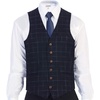 image:imageGioberti Mens 6 Button Formal Herringbone Tweed Vest22  Gridwork Navy