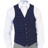 image:imageGioberti Mens 6 Button Formal Herringbone Tweed Vest3  Plaid Navy