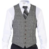 image:imageGioberti Mens 6 Button Formal Herringbone Tweed Vest39  Check Plaid Gray