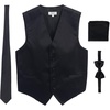 image:imageGioberti Mens Formal 4pc Satin Vest Necktie Bowtie and Pocket SquareBlack D