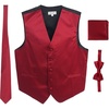 image:imageGioberti Mens Formal 4pc Satin Vest Necktie Bowtie and Pocket SquareBurgundy D