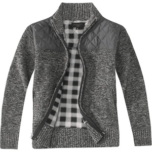 image:imageGioberti Boys Knitted Full Zip Cardigan Sweater with Soft Brushed Flannel LiningMelange Charcoal