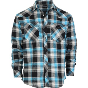 image:imageGioberti Men 100 Cotton Western Flannel Plaid Shirt wSnapon Button1073  Turquoise  Black