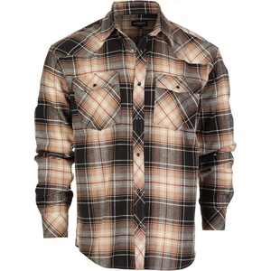 image:imageGioberti Men 100 Cotton Western Flannel Plaid Shirt wSnapon Button1122  Nude  Beige Black
