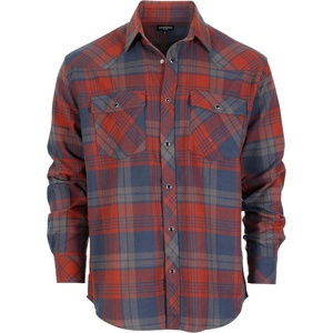image:imageGioberti Men 100 Cotton Western Flannel Plaid Shirt wSnapon Button1131  Orange  Navy Plaid