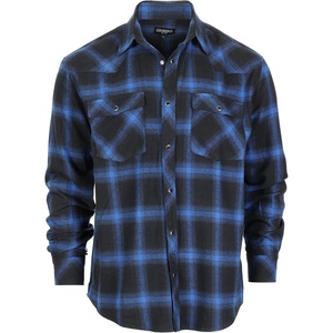 image:imageGioberti Men 100 Cotton Western Flannel Plaid Shirt wSnapon Button1132  Black  Blue Plaid