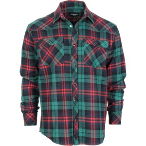 image:imageGioberti Men 100 Cotton Western Flannel Plaid Shirt wSnapon Button1136  Green  Red