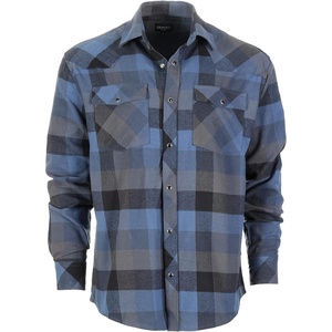 image:imageGioberti Men 100 Cotton Western Flannel Plaid Shirt wSnapon Button1139  Blue  Gray  Black