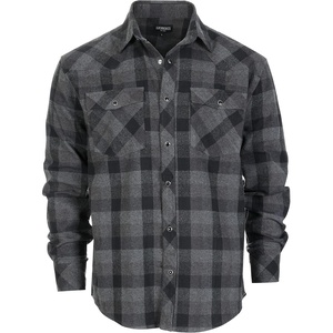image:imageGioberti Men 100 Cotton Western Flannel Plaid Shirt wSnapon Button1144  Charcoal  Black  Gray