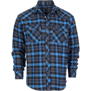 image:imageGioberti Men 100 Cotton Western Flannel Plaid Shirt wSnapon Button1146  Royal Blue  Midnight  Yellow White Highlight