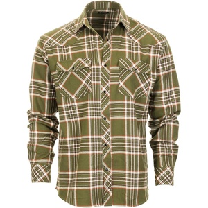 image:imageGioberti Men 100 Cotton Western Flannel Plaid Shirt wSnapon Button1148  Olive  White  Orange