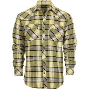 image:imageGioberti Men 100 Cotton Western Flannel Plaid Shirt wSnapon Button1153  Yellow  Black  White