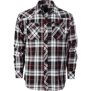 image:imageGioberti Men 100 Cotton Western Flannel Plaid Shirt wSnapon Button35  Black White Red Line