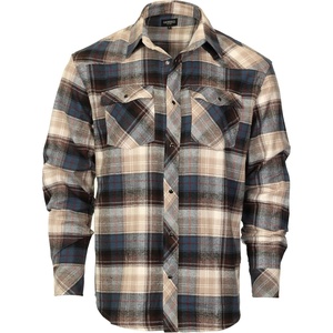 image:imageGioberti Men 100 Cotton Western Flannel Plaid Shirt wSnapon Button727  Khaki  Navy
