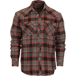 image:imageGioberti Men 100 Cotton Western Flannel Plaid Shirt wSnapon Button9  Charcoal  Red