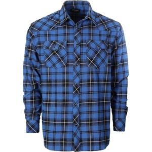 image:imageGioberti Men 100 Cotton Western Flannel Plaid Shirt wSnapon Button98  Royal Blue  Black  White Highlight