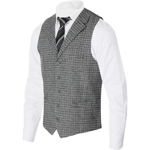 image:imageGioberti Mens 5 Button Tailored Collar Formal Herringbone Tweed Suit Vest103  Gray Graph