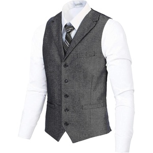 image:imageGioberti Mens 5 Button Tailored Collar Formal Herringbone Tweed Suit Vest28  Midnight Blue Barleycorn